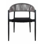 Πολυθρόνα Κήπου LIVINGSTONE Μαύρο Γκρι Μέταλλο Rattan 56x55x76cm c441261