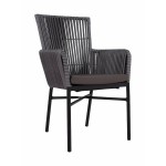 Πολυθρόνα Κήπου BLUENILE Μαύρο Γκρι Αλουμίνιο Rattan 56x60x89cm c441267