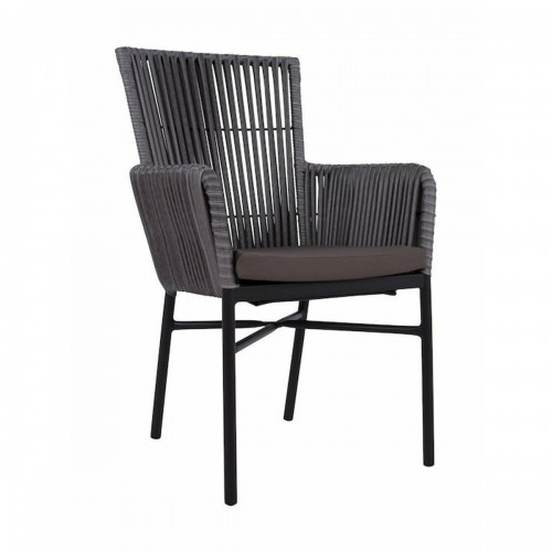 Πολυθρόνα Κήπου BLUENILE Μαύρο Γκρι Αλουμίνιο Rattan 56x60x89cm c441267