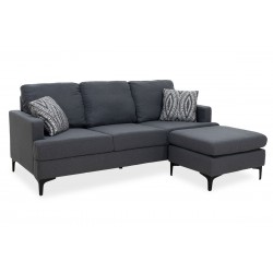 Γωνιακός καναπές με σκαμπό Slim pakoworld υφασμάτινος χρώμα ανθρακί με μαξιλάρια 185x140x70εκ c441374
