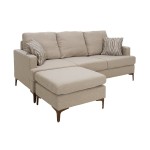 Γωνιακός καναπές με σκαμπό Slim pakoworld υφασμάτινος χρώμα μπεζ με μαξιλάρια 185x140x70εκ c441375