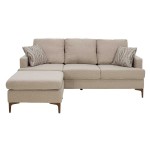 Γωνιακός καναπές με σκαμπό Slim pakoworld υφασμάτινος χρώμα μπεζ με μαξιλάρια 185x140x70εκ c441375
