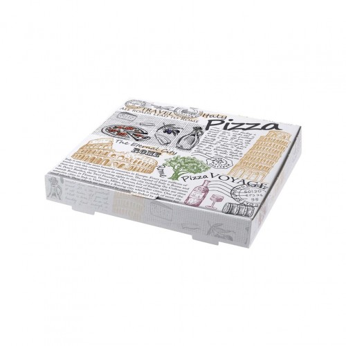 Κουτί Πίτσας Μικροβέλε σχέδιο Rome Λευκό 40x40x4 2cm - Σετ 100 c441475