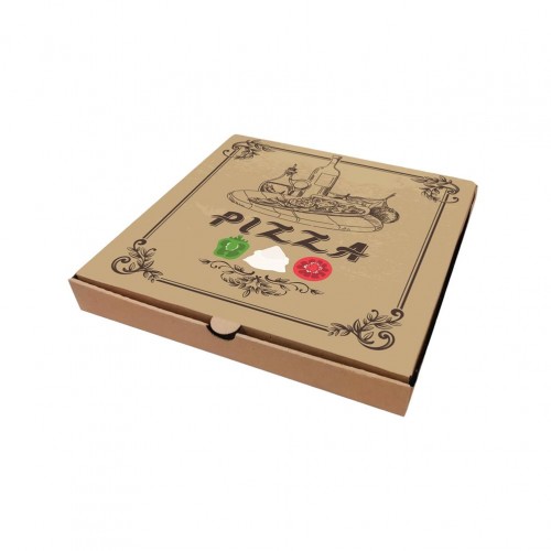 Κουτί Πίτσας Μικροβέλε σχέδιο Pizza Καφέ 40x40x4 2cm - Σετ 100 c441476