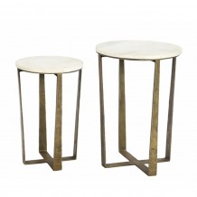 BLANCHE SIDE TABLE SET 2ΤΕΜ ΓΚΡΙ ΣΚΟΥΡΟ BRASS ANTIQUE D39-31xH55-47cm c441757 BLANCHE SIDE TABLE SET 2ΤΕΜ ΓΚΡΙ ΣΚΟΥΡΟ BRASS ANTIQUE D39-31xH55-47cm c441757