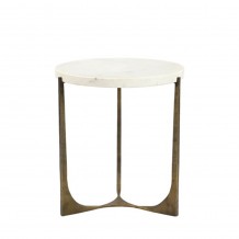 BLANCHE SIDE TABLE ΛΕΥΚΟ BRASS ANTIQUE D55xH61cm c441759