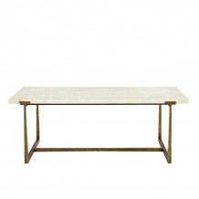BAKARI COFFEE TABLE ΛΕΥΚΟ BRASS ANTIQUE 122x61xH44 5cm c441761