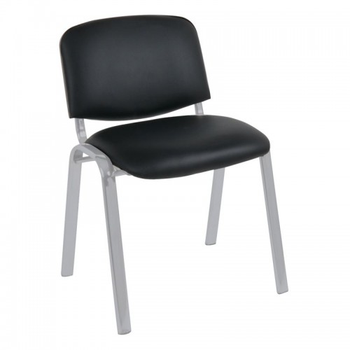 SIGMA Καρέκλα Στοιβαζόμενη Γραφείου Επισκέπτη Μέταλλο Βαφή Silver PVC Μαύρο c441783