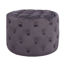 ΣΚΑΜΠΟ KASSIE ΓΚΡΙ ΒΕΛΟΥΔΟ ΤΥΠΟΥ CHESTERFIELD HM8406 01 Φ60x43Υ εκ c441916