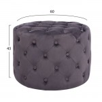 ΣΚΑΜΠΟ KASSIE ΓΚΡΙ ΒΕΛΟΥΔΟ ΤΥΠΟΥ CHESTERFIELD HM8406 01 Φ60x43Υ εκ c441916