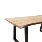 Τραπέζι Miles pakoworld μασίφ ξύλο 4εκ καρυδί-πόδι μαύρο 140x80x78εκ c441983