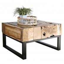 ΤΡΑΠΕΖΙ ΣΑΛΟΝΙΟΥ HM9354 ΑΠΟ ΜΑΣΙΦ ΞΥΛΟ ΤΙΚ ΦΥΣΙΚΟ 80X80X48εκ c441996