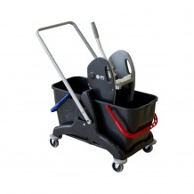 Καρότσι τροχήλατο για σφουγγάρισμα με πρέσα κουβάς 2x25Lt 81x43 5xΥ88cm μαύρο c442038