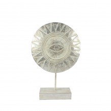 NIGERIA DECO TOTEM POLYRESIN ΑΣΗΜΙ ΛΕΥΚΟ ΑΝΤΙΚΕ 26x8xH39 5cm c442483