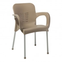 LARA-II Πολυθρόνα Dining Στοιβαζόμενη ALU Silver PP Tortora c442519