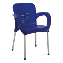 LARA-II Πολυθρόνα Dining Στοιβαζόμενη ALU Silver PP Μπλε c442520