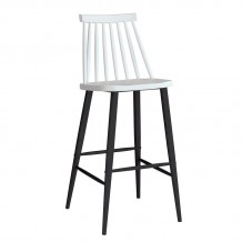 LAVIDA Σκαμπό BAR με Πλάτη Μέταλλο Βαφή Μαύρο PP Άσπρο SET 2τμχ c444734