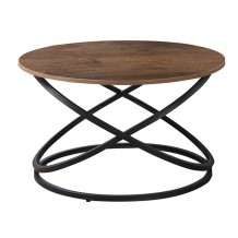 TORRE Τραπεζάκι Σαλονιού Καθιστικού Μέταλλο Βαφή Μαύρο Απόχρωση Σκούρο Καρυδί c444797