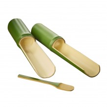 Δοχείο Σωλήνας σερβιρίσματος Wakatake φ5x27cm από Bamboo με σπάτουλα 15x2cm made in Japan - Σετ 2 c445690