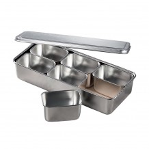 Δοχείο INOX με καπάκι 32 8x14 8x6 3cm 6 θήκες made in Japan c445691