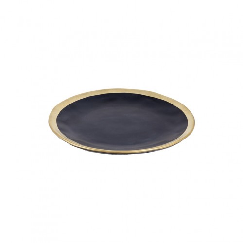 Πιάτο ρηχό πορσελάνης φ26cm Σειρά Golden Black TBS Spain - Σετ 4 c445761