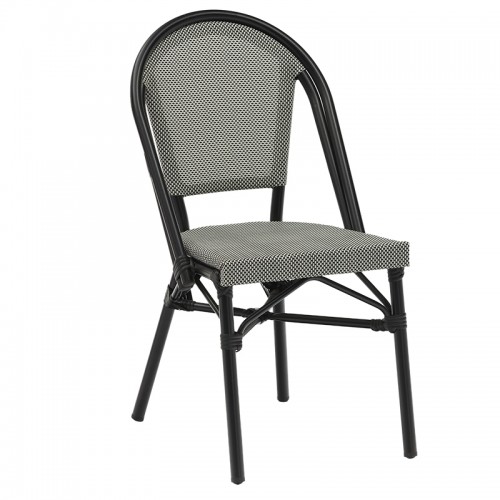 Καρέκλα κήπου Paris pakoworld αλουμίνιο μαύρο-textilene ασπρόμαυρο c445862