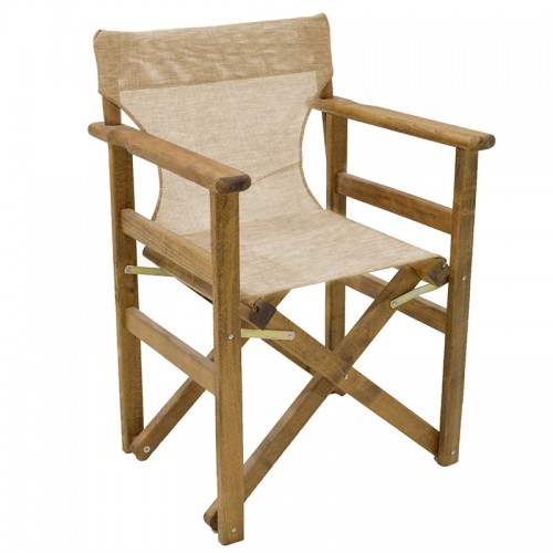 Καρέκλα-πολυθρόνα σκηνοθέτη Retto pakoworld μασίφ ξύλο οξιάς καρυδί-πανί μπεζ-εκρού c446600
