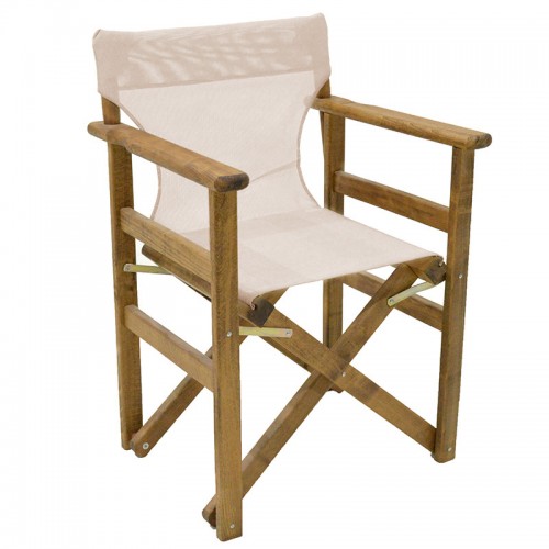 Καρέκλα-πολυθρόνα σκηνοθέτη Retto pakoworld μασίφ ξύλο οξιάς καρυδί-πανί μπεζ-λευκό c446601