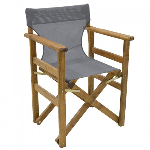 Καρέκλα-πολυθρόνα σκηνοθέτη Retto pakoworld μασίφ ξύλο οξιάς καρυδί-πανί γκρι-λευκό c446602
