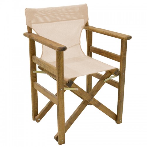Καρέκλα-πολυθρόνα σκηνοθέτη Retto pakoworld μασίφ ξύλο οξιάς καρυδί-καραβόπανο εκρού c446604