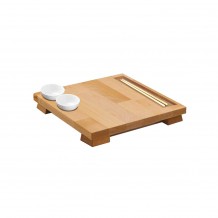 Δίσκος Sushi 30x30x4cm οξιάς με θέση chopsticks amp 2 μπωλάκια dip Bisetti c447974