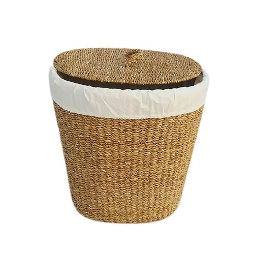 NEREA OVAL ΚΑΛΑΘΙ ΑΠΛΥΤΩΝ SEAGRASS ΒΑΜΒΑΚΙ ΦΥΣΙΚΟ ΛΕΥΚΟ D50 40xH50cm c448810