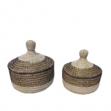 NILE PLEX ΚΑΛΑΘΙ ΜΕ ΚΑΠΑΚΙ SET 2ΤΜΧ KANSGRASS PVC ΦΥΣΙΚΟ ΜΑΥΡΟ D30 25xH32 22cm c448828