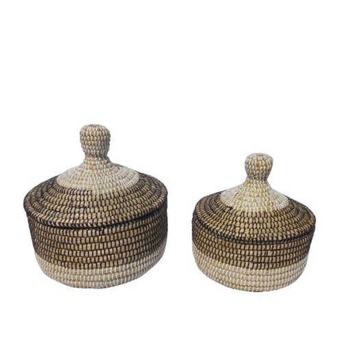 NILE PLEX ΚΑΛΑΘΙ ΜΕ ΚΑΠΑΚΙ SET 2ΤΜΧ KANSGRASS PVC ΦΥΣΙΚΟ ΜΑΥΡΟ D30 25xH32 22cm c448828