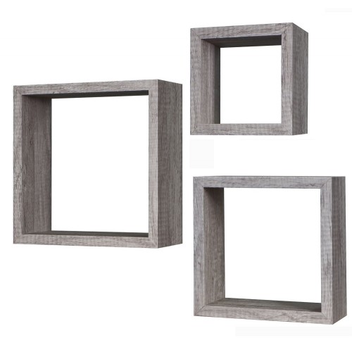 Σετ Ράφια Τοίχου Δρυς Μελαμίνη 15x15x9 20x20x9 25x25x9cm 3Τμχ c449444