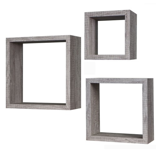 Σετ Ράφια Τοίχου Δρυς Μελαμίνη 25x25x12 30x30x12 35x35x12cm 3Τμχ c449446