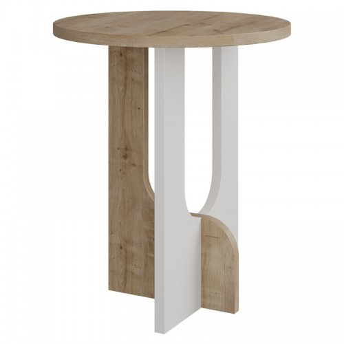 Βοηθητικό τραπέζι Luna pakoworld φυσικό-λευκό Φ40x47εκ c449946
