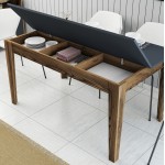 ΤΡΑΠΕΖΙ ΤΡΑΠΕΖΑΡΙΑΣ HM9507 01 ΜΕΛΑΜΙΝΗ ΚΑΡΥΔΙ-ΑΝΘΡΑΚΙ ΜΕ ΑΠΟΘ ΧΩΡΟ 145x88x75Yεκ c450162
