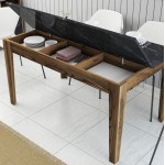 ΤΡΑΠΕΖΙ HM9507 05 ΜΕΛΑΜΙΝΗ ΚΑΡΥΔΙ-ΜΑΥΡΟ ΜΑΡΜΑΡΟ ΜΕ ΑΠΟΘ ΧΩΡΟ 145x88x75Yεκ c450165