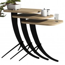 ΤΡΑΠΕΖΙ ΖΙΓΚΟΝ HM9508 01 3ΤΜΧ ΜΕΛΑΜΙΝΗ ΣΕ ΦΥΣΙΚΟ ΟΑΚ-ΜΑΥΡΑ ΜΕΤΑΛ ΠΟΔΙΑ 35x45x60Yεκ c450169