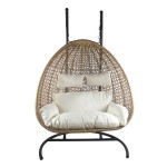 Κούνια Πολυθρόνα ABRONIUS Φυσικό Μέταλλο Rattan 130x68x195cm c450272