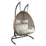 Κούνια Πολυθρόνα ABRONIUS Φυσικό Μέταλλο Rattan 130x68x195cm c450272
