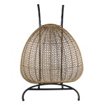 Κούνια Πολυθρόνα ABRONIUS Φυσικό Μέταλλο Rattan 130x68x195cm c450272