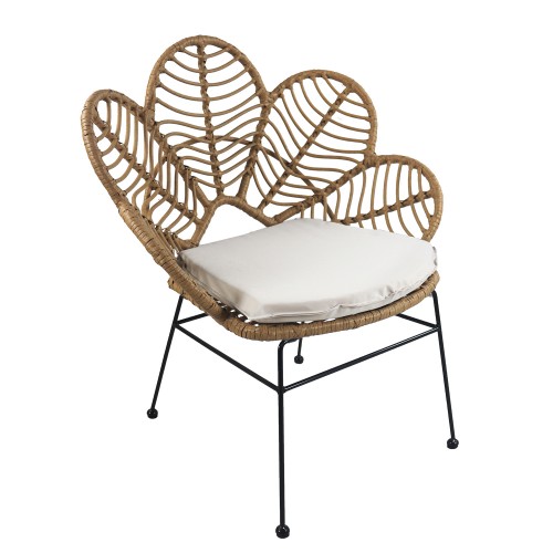 Καρέκλα Κήπου ALFIUS Φυσικό Μαύρο Μέταλλο Rattan 72x62x86cm c450289