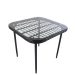 Τραπέζι Κήπου ANTIUS Μαύρο Μέταλλο Rattan Γυαλί 80x80x73cm c450297