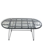 Τραπέζι Κήπου ARRIUS Μαύρο Μέταλλο Rattan Γυαλί 100x45x46cm c450300