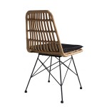 Καρέκλα Κήπου ALFONSE Φυσικό Μαύρο Μέταλλο Rattan 47x62x81cm c450705