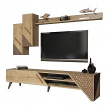 ΣΥΝΘΕΣΗ ΤΗΛΕΟΡΑΣΗΣ HM9514 01 ΜΕΛΑΜΙΝΗΣ ΣΕ ΦΥΣΙΚΟ OAK ΧΡΩΜΑ 180x37x40Y εκ c450874