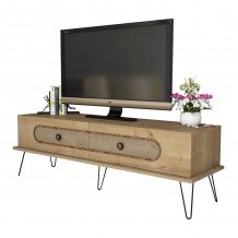 ΕΠΙΠΛΟ ΤΗΛΕΟΡΑΣΗΣ HM9511 02 ΜΕΛΑΜΙΝΗΣ ΦΥΣΙΚΟ OAK ΧΡΩΜΑ ΜΕΤΑΛΛΙΚΑ ΠΟΔΙΑ 145x40x45Yεκ c451043