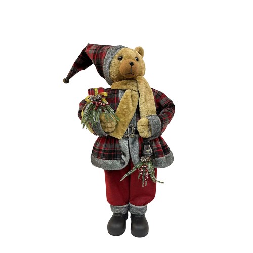 XMAS HAPPY BEAR DECO ΚΟΚΚΙΝΟ ΠΡΑΣΙΝΟ ΚΑΦΕ H95cm c451276